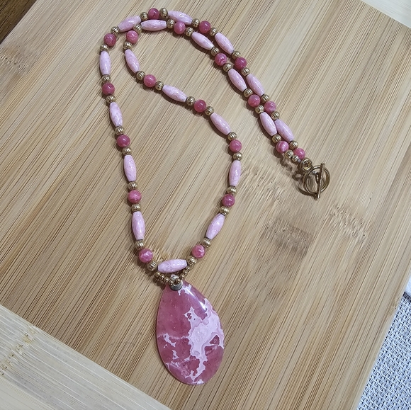 Pink and Green Gemstone and Glass Bead Artisan Necklaces Bundle Set - Picture 7 of 14